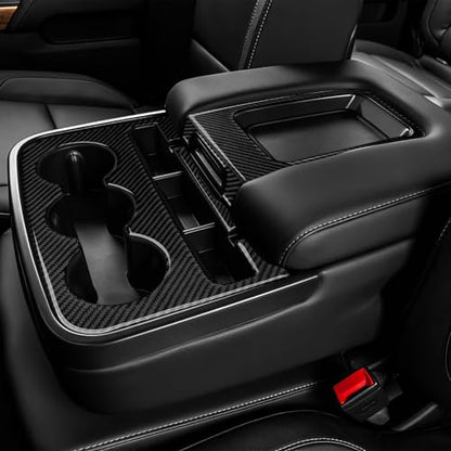 Car Carbon Fiber Decal Armrest Box Panel Sticker Cover Interior Trim for Chevrolet Silverado/GMC Sierra 1500 2500HD 3500HD 2014-2018 Accessories - color: Armrest Box Panel