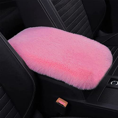 Fluffy Furry Armrest Cover for Car, Auto Center Console Cover Pad Car Soft Console Pad Wool Fur Armrest Seat Box Cover Protector Universal Fit for Most Vehicle, SUV (Pink) - color: Pink