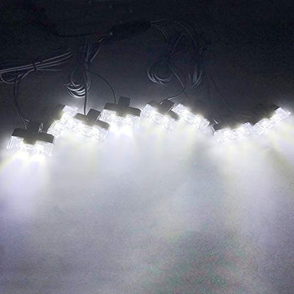 White 16LED Grille Strobe Lights Dash Deck Visor Police Flash Lights Car Truck Ambulance Emergency Warning Strobe Lights With Remote Control Wireless 12V - color: white, size: 8 in 1
