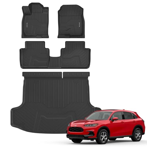 Floor Mats & Cargo Liner for 2023-2025 2026 Honda HR-V All Weather Protection TPE Rubber Floor Liners & Trunk Mat for Honda HRV 2026 Accessories, Odorless Anti-Slip, Black - size: Floor Mats & Trunk Mat for 2023-2026 HRV