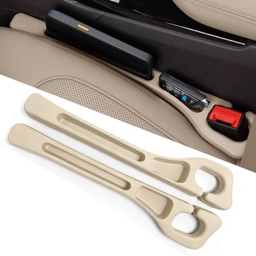 Car Seat Gap Filler Organizer of 2 - No Drop Seat Guard, Universal Car Seat Gap Filler, Durable Non-Slip Material, Easy 10-Second Install for Cars, Trucks & SUV(Beige) - color: Beige