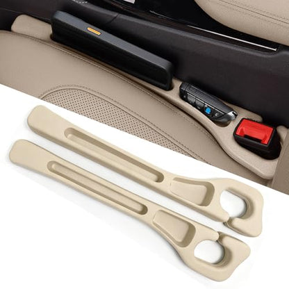 Car Seat Gap Filler Organizer of 2 - No Drop Seat Guard, Universal Car Seat Gap Filler, Durable Non-Slip Material, Easy 10-Second Install for Cars, Trucks & SUV(Beige) - color: Beige