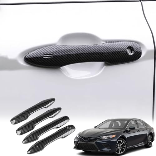 Kurtz Car Door Handle Cover for Toyota Camry 2018 2019 2020 2021 2022 2023 2024 2025 2026 Door Handle Decorative Cover Car ABS Waterproof Anti-Scratch Stain-Resistant Accessories 4PCS(Carbon Fiber) - color: Carbon Fiber, size: Outside Door Handle Cover