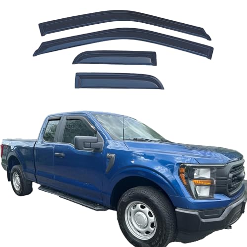 Window Visors Rain Guards for 2015-2025 Ford F150 SuperCab,2017-2025 Ford F150 Raptor/F250/F350/F450 Super Duty Extended Cab,Window Wind Deflectors Vent Visors,Weatherproof & Easy Installation - size: For Ford F-150 Extended Cab 2015-2025