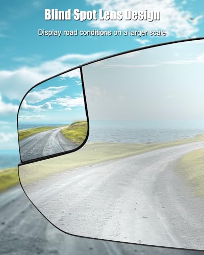 Heated Mirror Glass with Holder and Blind Glass Replace DT1Z17K707H FO1324168, Driver Left Side Mirror Fit for Ford Transit 2014-2023 - size: Driver Side