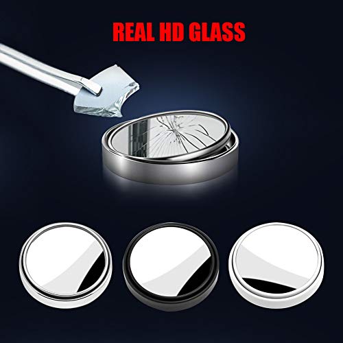 Ampper 2" Round Blind Spot Mirror, 360 Degree Adjustabe HD Glass and ABS Housing Convex Round Stick-On Mirror for Car (Black, Pack of 2)