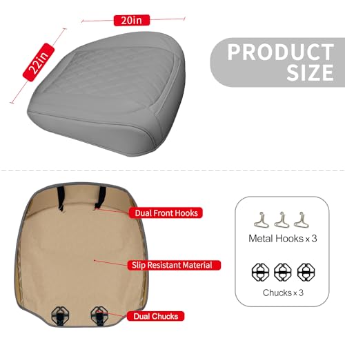 BEITK 1 Pack Leather Front Car Seat Cover Bottom Car Seat, Anti-Slip and Full Wrap Driver Car Seat Protectors, Luxury Waterproof Bottom Auto Seat Cushion Pad Mat for Most Vehicles(Gray) - color: gray-1pcs