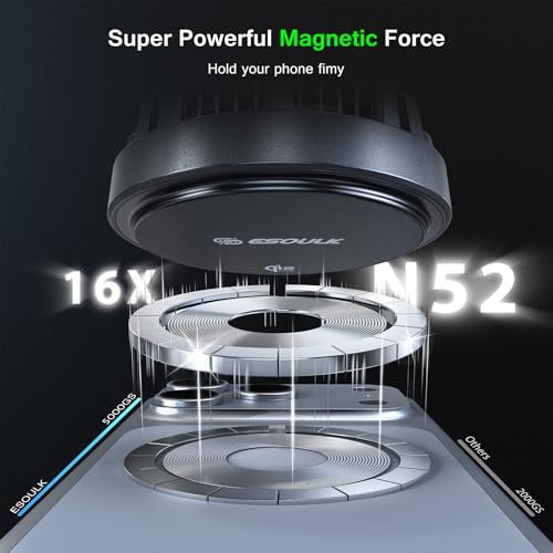 [2026 Upgraded] Qi2 25W Fast Wireless Car Charger for Tesla Model 3/Y, Magnetic Phone Mount with Active Cooling Fan, Dashboard Screen Mount for iPhone & Android