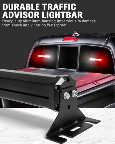 HLauto 1002L Emergency Strobe Traffic Advisor Light Bar: 40LED Dash Safety Warning Flashing Front/Rear Windshield Visor Light for Construction Vehicle, Trucks (2x10.7inch, Red White) - color: #06 Red/White