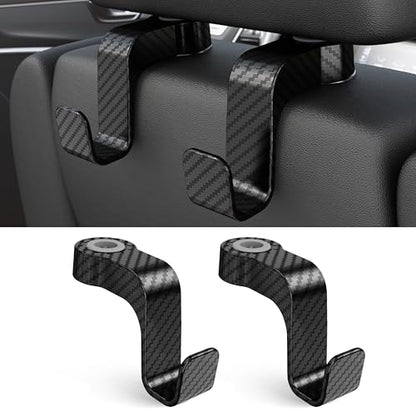Amooca Car Seat Hooks Anti-drop Headrest Storage Hanger Universal Fit Automotive Organizer for Purse Bag Coat 2 Pack (Black Checkered) - color: Black Checkered
