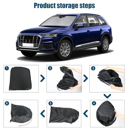 6 Layers Custom Fit Windshield Sun Shade for 2016-2025 Au-di Q7, Foldable Car Sunshade with Storage Bag, Heat Reflective & UV Protection - size: 2016-2025 Audi Q7