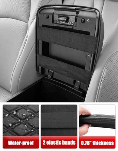 KBH Center Console Armrest Cover for Toyota Tacoma 2024 2025 2026, Vinyl Leather Interior Accessories, Durable Middle Console Protector, Anti-Scratch - size: Toyota Tacoma 2024-2026, Black