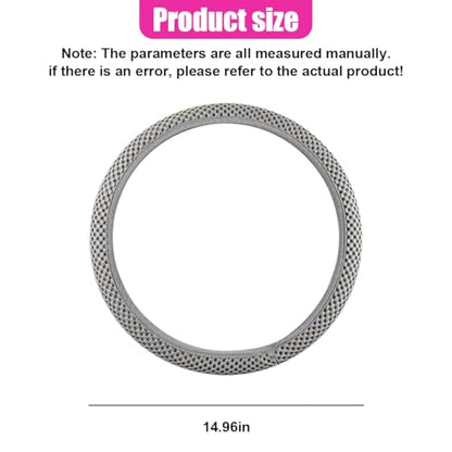 Elastic Stretch Steering Wheel Cover, Anti-Slip 15 inch Microfiber Odorless Breathable Ice Silk Car Steering Wheel Protector, Easy Carry, Warm in Winter & Cool in Summer (Grey) - color: Grey