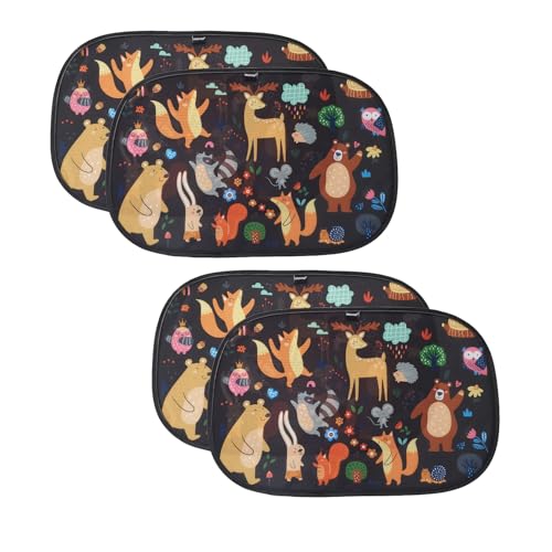Enovoe 2 Pack Animals Cartoon Car Window Sun Shades for Kids - 21x14 Inches - Baby Sun Shades - Glare and UV Rays Protection Car Window Shades, Suitable for SUVs, Minivans and Full Size Cars - size: 21x14"