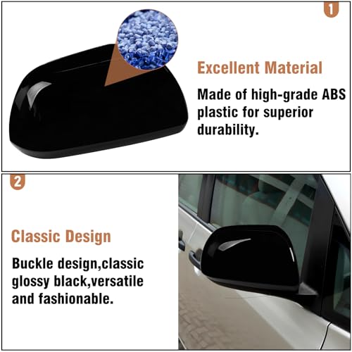 Moonlinks Compatible with Toyota Sienna 2012 2013 2014 2015 2016 2017 2018 2019 2020 Right Passenger Side Mirror Cover Replacement,Glossy Black Right Side Clip-on Mirror Cap Replace for 87915-08021-C2 - color: Right Black