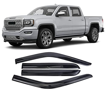 Window Visors Rain Guards Deflector 4 Piece Set for 2014-2018 Chevrolet Silverado & GMC Sierra 1500 2500HD 3500HD Crew Cab 94536 - size: 2014-2018 Chevrolet Silverado & GMC Sierra