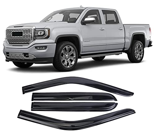 Window Visors Rain Guards Deflector 4 Piece Set for 2014-2018 Chevrolet Silverado & GMC Sierra 1500 2500HD 3500HD Crew Cab 94536 - size: 2014-2018 Chevrolet Silverado & GMC Sierra