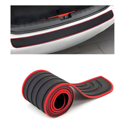 Car Rear Bumper Protector Guard, Anti-Scratch Auto Trunk Door Entry Protection Strip, Non-Slip Rubber Bumper Protective Cover Guard for Most Cars Trucks SUVs (Black & Red, 35") - color: Black & Red, 35"