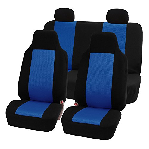 FH Group 3D Air Mesh Car Seat Covers Full Set – Universal Fit Automotive Seat Covers, Front Bucket and Solid Rear Bench Seat Cover, Washable Car Interior Protectors for SUV, Sedan, Blue - color: Blue, size: Full Set