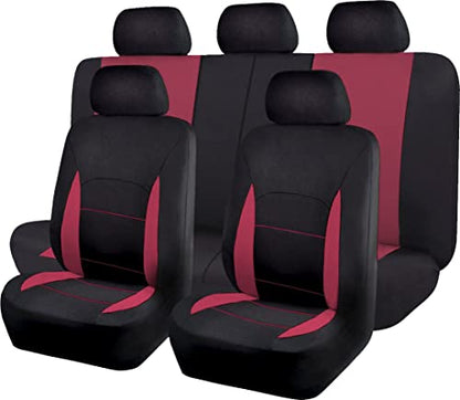 Flying Banner Car Seat Covers Front Seats Rear Bench Polyester car seat Protectors Easy installations Rear Bench Split Classic Man Lady Truck - color: Black Burgundy