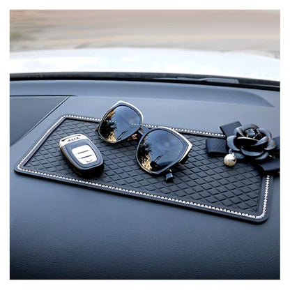 Bling Car Dashboard Anti-Slip Mat, Rhinestone Auto Dash Phone Hold Sticky Pad, 10.43'' × 5.91'' Vehicle Strong Gripping Mat for Keychains, Sun Glasses and Electronic Devices (Diamond) - color: Diamond