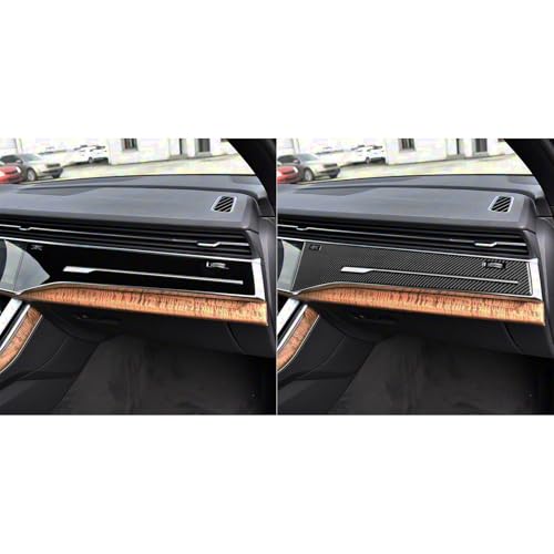NVCNX Real Premium Carbon Fiber Accessories for Audi Q8 2019-2026 / Q7 SQ7 SQ8 RS Q8 2020-2026 2021 2022 2023 2024 2025 Car Dash Board Dashboard Panel Cover Interior Trim Overlay Sticker Decal 3PCs - color: Dash Panel Trim
