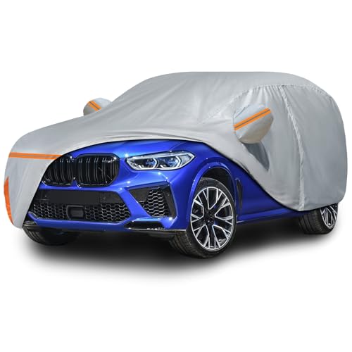 Car Cover for 2007-2026 BMW X5, Waterproof Custom-fit All Weather Sun Rain UV Dust Snow Protection Windproof Outdoor Car Cover with Door Zipper and Cotton Lining-Gray - size: X5 Cover