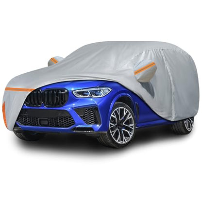 Car Cover for 2007-2026 BMW X5, Waterproof Custom-fit All Weather Sun Rain UV Dust Snow Protection Windproof Outdoor Car Cover with Door Zipper and Cotton Lining-Gray - size: X5 Cover