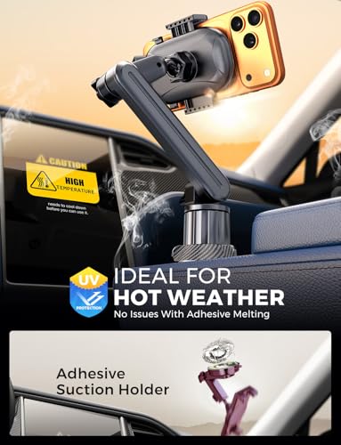eSamcore Cup Holder Phone Holder, 15" Height Car Cup Holder Phone Mount Heavy-Duty Holders for Your Car Truck Cupholder with Expandable Base Fit for iPhone 17/16/ 15, 4.7”-7” Cellphone