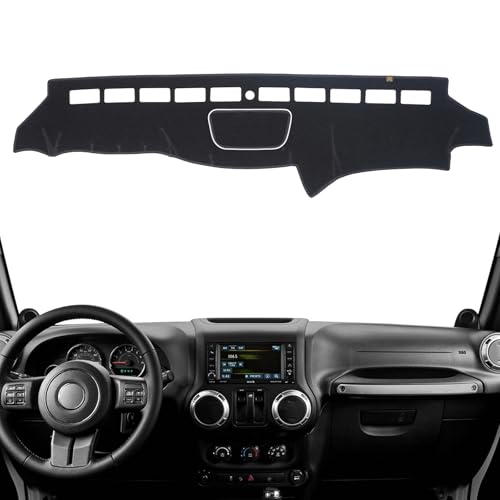 Dashboard Cover Dash Mat Fit for Je-ep Wrangler JK 2017-2011 (for JK Body Code),Car Dash Board Mat Anti-Glare Carpet,Non-Slip Pad Sunshield Protector (Black) - color: Black, size: Fit 11-17 Wrangler JK - (Black)