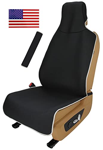 VSHIELD Waterproof Neoprene Car Seat Cover, Sweatproof Non-Slip Seat Protector, Universal Fit for Front Bucket or Rear Bench Seat of Cars, SUVs, Vans, Trucks, Compatible with Airbags and Armrests - color: Black