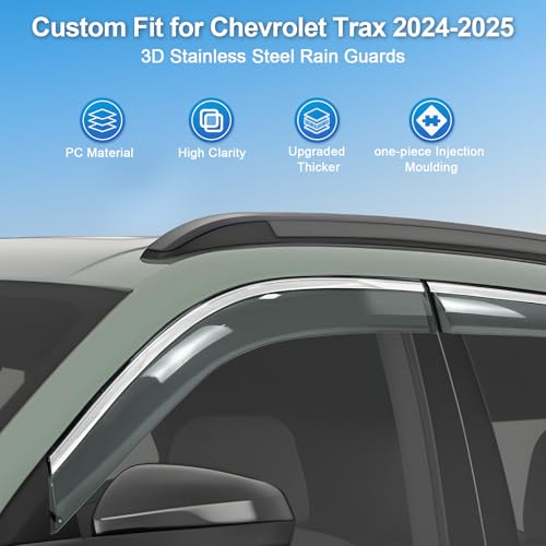 Sze Rain Guards for Chevrolet Chevy Trax 2024 2025 2026 Tape-On Side Window Deflectors Visors for Trax Out-Channel 4pcs - style: Chevrolet Trax 2024 2025