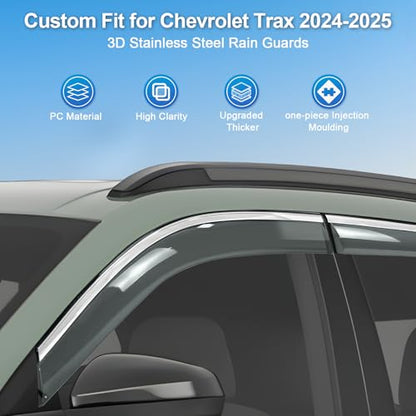 Sze Rain Guards for Chevrolet Chevy Trax 2024 2025 2026 Tape-On Side Window Deflectors Visors for Trax Out-Channel 4pcs - style: Chevrolet Trax 2024 2025