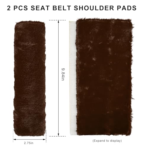 Sun Walker 2PCS Seat Belt Shoulder Pads, Fluffy Soft Plush Auto Seat Belt Pads for Protecting Your Neck & Shoulder, Comfortable Seatbelt Cover Warm Protective Cushion for Most Cars (Coffee) - color: Coffee