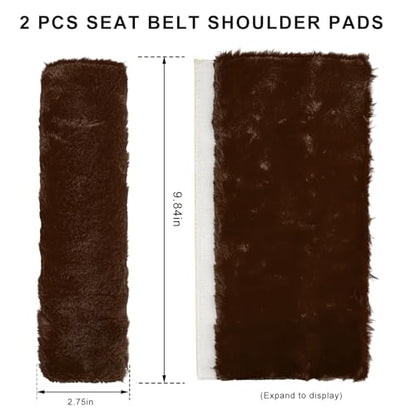 Sun Walker 2PCS Seat Belt Shoulder Pads, Fluffy Soft Plush Auto Seat Belt Pads for Protecting Your Neck & Shoulder, Comfortable Seatbelt Cover Warm Protective Cushion for Most Cars (Coffee) - color: Coffee