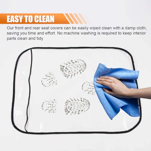 2PCS Car Kick Mats Back Seat Protector for Kids, Universal Anti-Scratch Transparent Auto Seat Back Cover Against Mud, Waterproof Vehicle Backseat Protection Pad for Most SUVs Trucks (Black) - color: Black