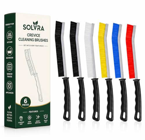 Crevice Cleaning Brush Set – 6Pcs Hard Bristle Cleaning Tools for Grout, Tile Floors, Gaps & Narrow Spaces – Small Grout Scrub Brush for Cleaning Bathroom, Shower, Window Tracks, Kitchen - size: Pack of 6 - Multi Color