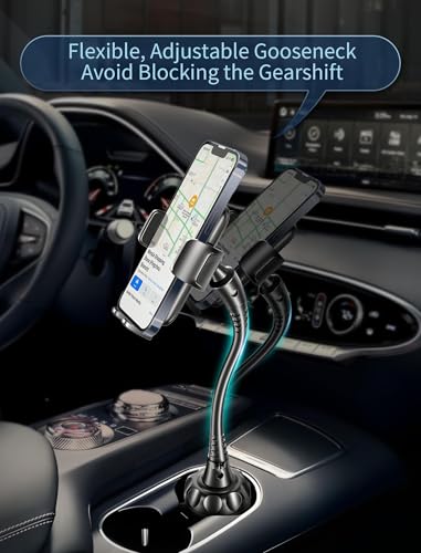 [Upgraded] Cup Holder Phone Holder for Car, Phone Mount Universal Adjustable Gooseneck Cup Holder Cradle Car Mount for Cell Phone iPhone 14,Samsung,LG (Black) - style: Cup Phone Mount