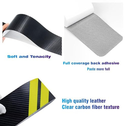4PCS Door Sill Scratch Protector Stickers Compatible with Challenger Charger Car Threshold Protection Stickers Thickened Carbon Fiber Textured Leather Material Anti-Scratch（Yellow） - color: Yellow