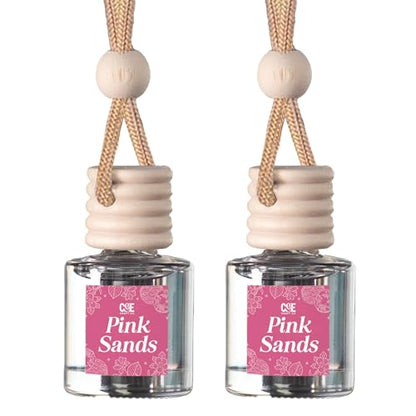 C&E Craft Co Hanging Car Air Freshener Diffuser 2 Pack, Long Lasting Fragrance Oil Car Freshener, Glass Bottle Auto Air Freshener, Made in USA (Pink Sands) - size: 34 Fl Oz (Pack of 2)