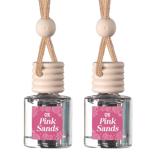 C&E Craft Co Hanging Car Air Freshener Diffuser 2 Pack, Long Lasting Fragrance Oil Car Freshener, Glass Bottle Auto Air Freshener, Made in USA (Pink Sands) - size: 34 Fl Oz (Pack of 2)