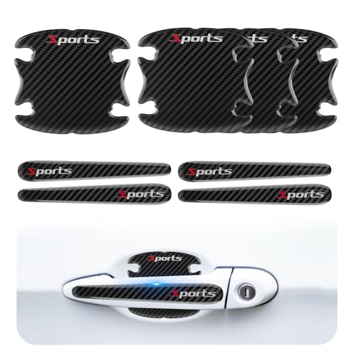 8PCS Car Door Handle Protector,Carbon Fiber Car Door Handle Scratch Protector,Universal Doors Cup Protectors Automotive Exterior Accessories Fit for Most Cars SUVs