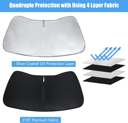 Windshield Sun Shade for VW Atlas Cross Sport Accessories Window Sunshade Fit 2018-2026 Volkswagen Atlas Front Window Shade Sun Visor Blocks UV Keep Car Cooler - size: Aa2. for Vw Atlas 2018-2026