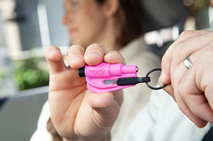 resqme The Original Emergency Keychain Car Escape Tool, 2-in-1 Seatbelt Cutter and Window Breaker, Made in USA, Family Pack of 3, Pink, White, Teal - Compact Emergency Hammer - color: Pink, White, Teal