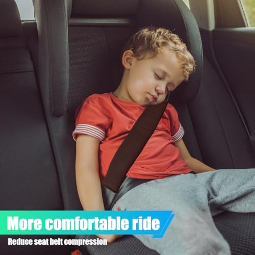 2PCS Long Car Seat Belt Cover Pads, Soft Mesh Seatbelt Shoulder Strap Protector Pad for Comfort Driving, Breathable Car Seat Belt Pad Harness Cushion Protect Your Neck and Shoulder (Coffee) - color: Coffee