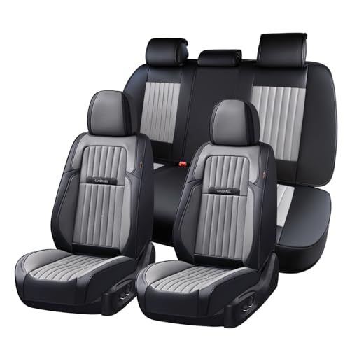 Coverado Car Seat Covers Full Set, Seat Covers for Cars, Car Seat Cover, Car Seat Protector, Leather Car Seat Cushion, Waterproof Car Seat Covers Front Seats and Back Fit for Most Cars(Black&Gray) - color: Black&Gray, size: FullSet