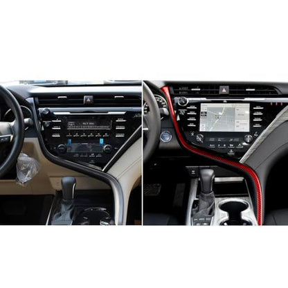 Red Durable Carbon Fiber Compatible with Toyota Camry 2018-2024 2019 2020 2021 2022 2023 Accessories Car Center Console S-Shaped Strip Interior Trim Sticker - color: Center Console Trim