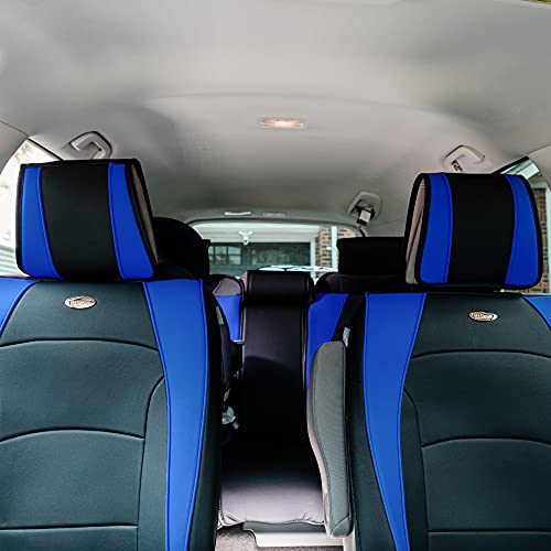 FH Group Ultra Comfort Highest Grade Faux Leather Full Set Cushion Pads Car Seat Covers for Front and Rear– Universal Fit for Cars Trucks & SUVs (Blue/Black) - color: Blue, style: Full Set
