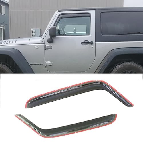 2pcs Original Shatterproof Rainproof in Channel Style Rain Guards Side Window Wind Deflectors Dark Smoke Vent Window Visors Compatible with 2007-2018 Jeep Wrangler JK 2-Door Model Only 192328 - size: 2pcs for 2007-2018 Wrangler JK 2-Door