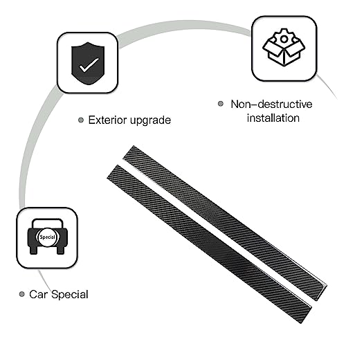 PIUGILH Interior Door Sill Scuff Plate Guards Compatible with Corvette C6 Z06 ZR1 2005-2013, Real Carbon Fiber Door Sill Protector Cover Inner Accessories, 2PCS (Black)